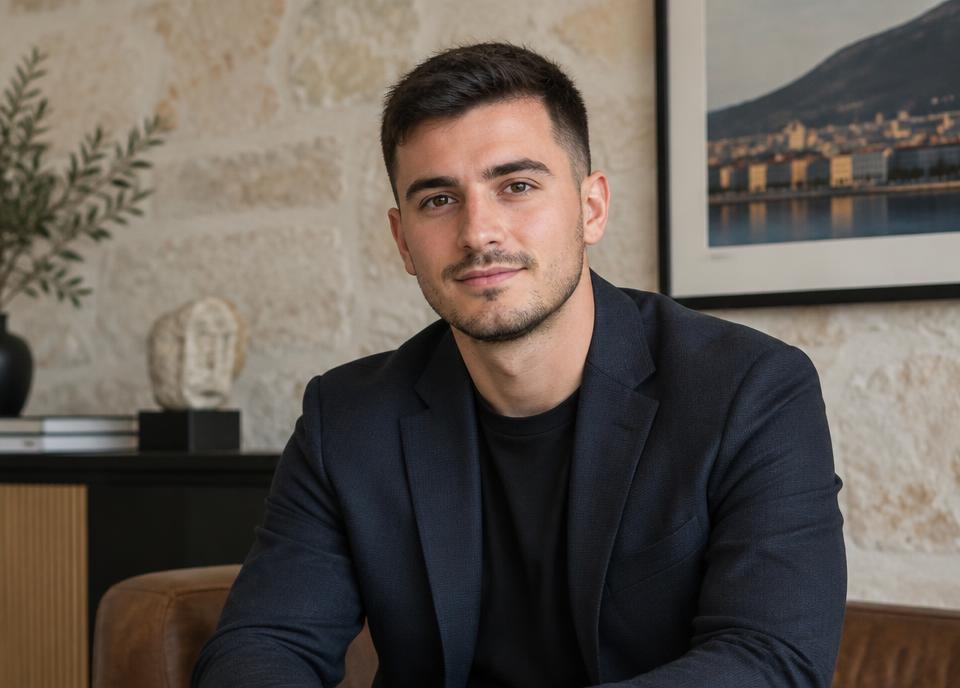Portrait of a young Albanian startup founder